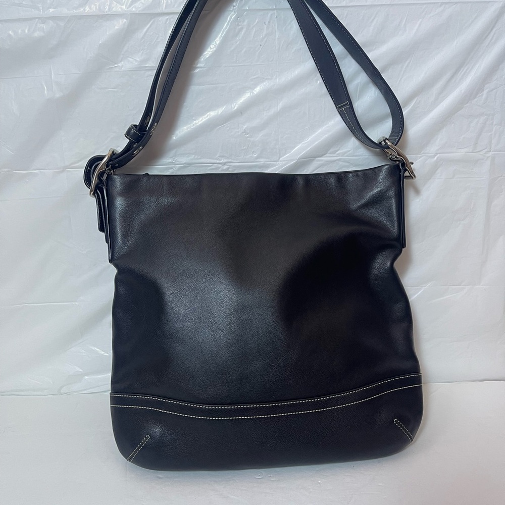 Coach F 01414 black soft leather shoulder bag